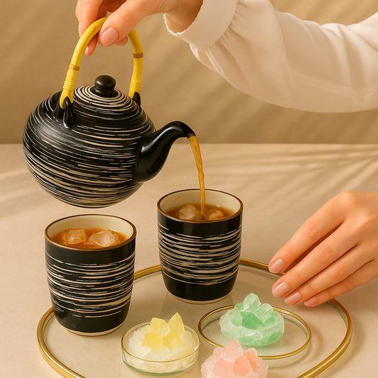 Teapot en bekers - ambachtelijke elegantie en kostbare vraatzucht