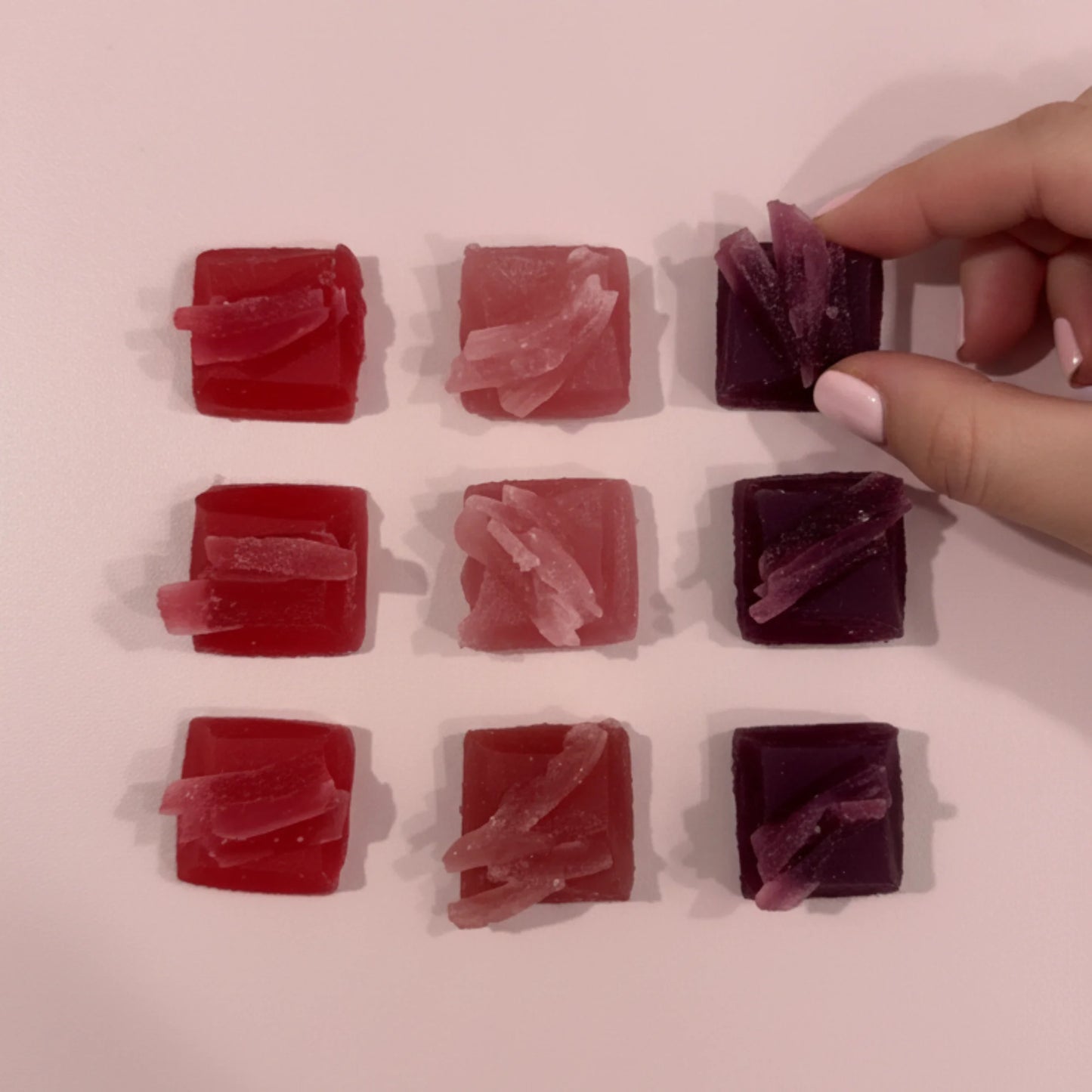 Mini Box da 4 cristalli commestibili ai Frutti Rossi