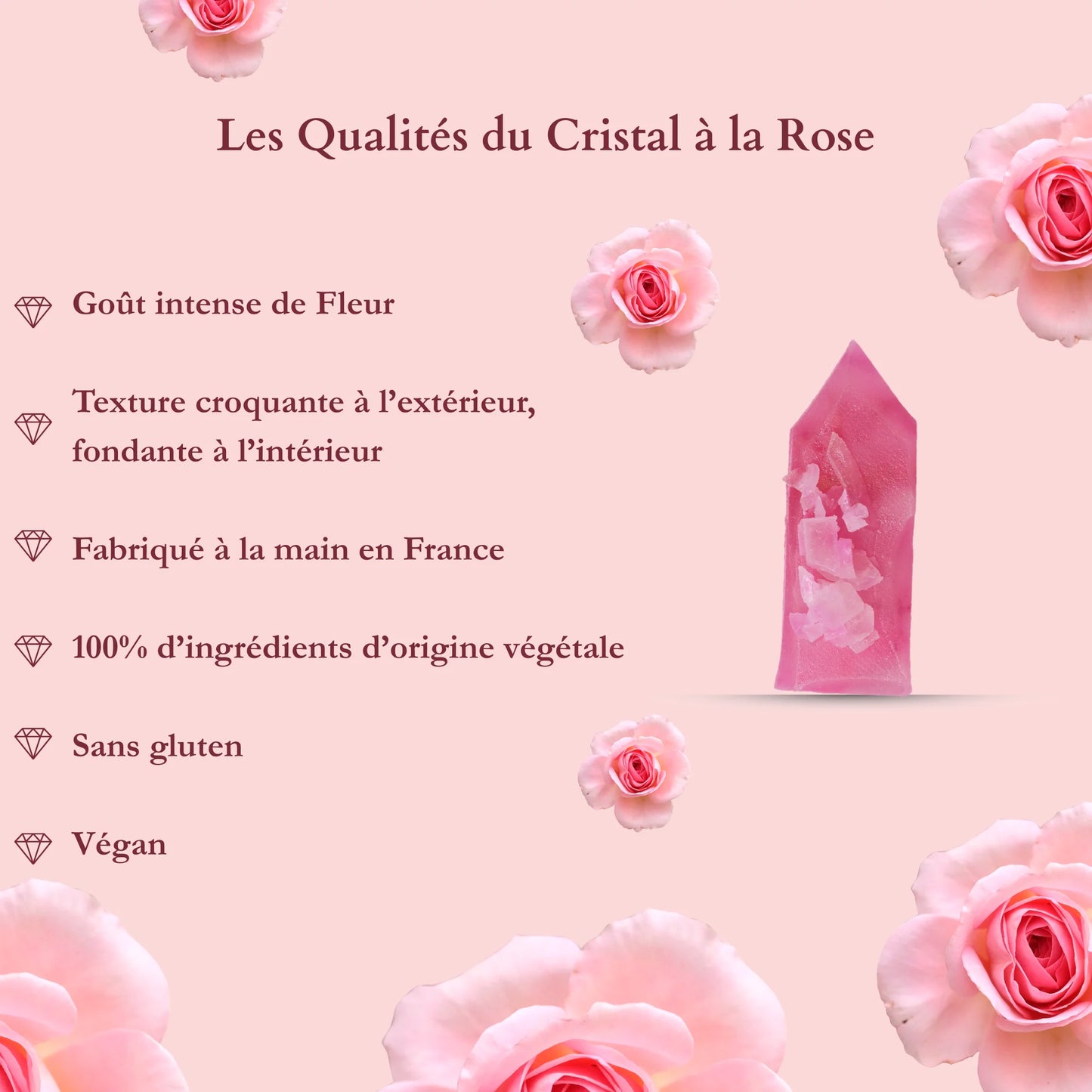 Rose eetbaar kristal