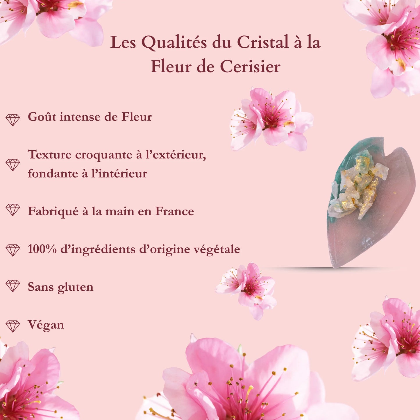 Cristallo Commestibile con fiori di ciliegio