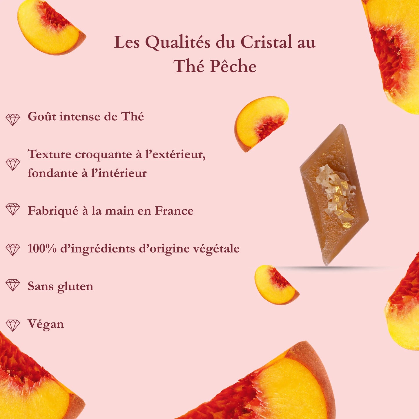 Cristallo Commestibile con tè da pesca