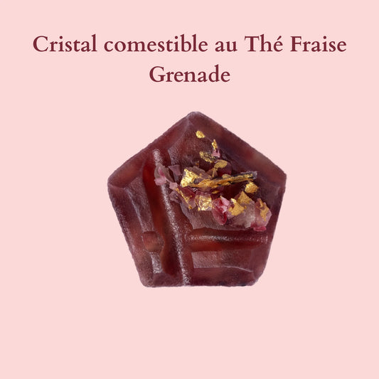 Eetbaar kristal met aardbei/granaatappelthee