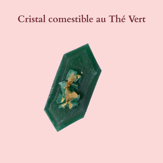 Eetbaar kristal met groene en muntthee