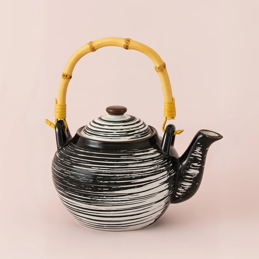 Teiera in ceramica in bianco e nero - Anse Bambou
