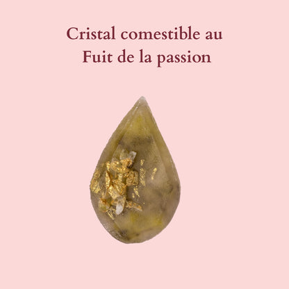 Edible crystal with passion fruit